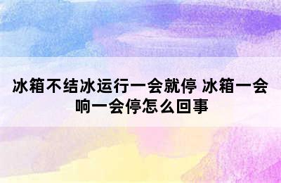 冰箱不结冰运行一会就停 冰箱一会响一会停怎么回事